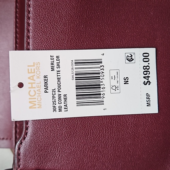 NWT $498 Michael Kors Parker Convertible Pochette Merlot Leather  Silver Logo - Picture 11 of 11